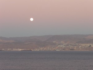 Moon setting on our way back!